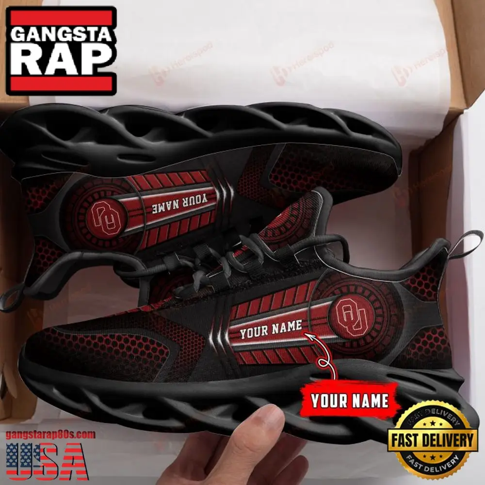 NCAA [Hot Sale] Oklahoma Sooners Custom Name Unique Design Max Soul Shoes Running Sneakers - Image 4